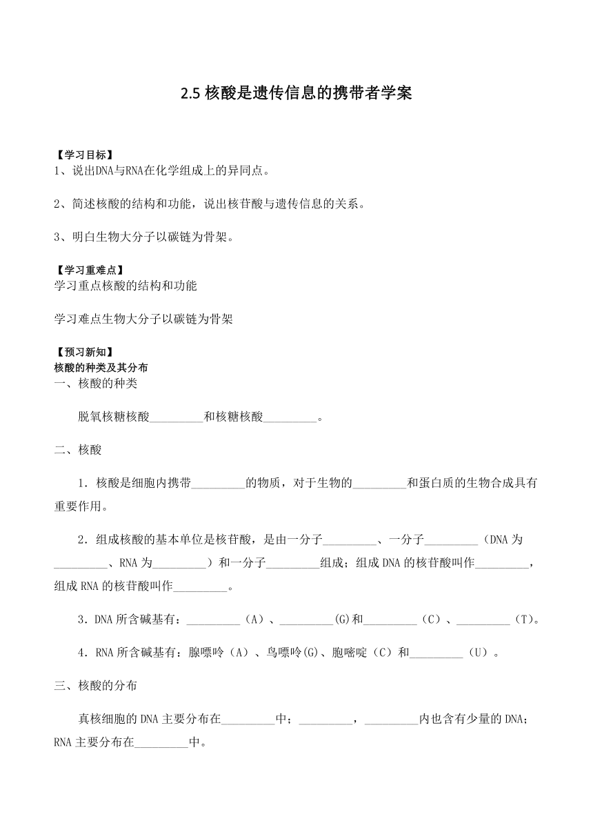 2.5核酸是遗传信息的携带者学案(含答案）