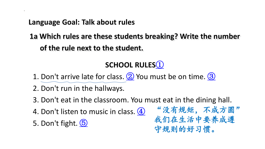 Unit 4 Don't eat in class Section A1a-2d课件＋音频(共65张PPT)人教新目标七年级下册