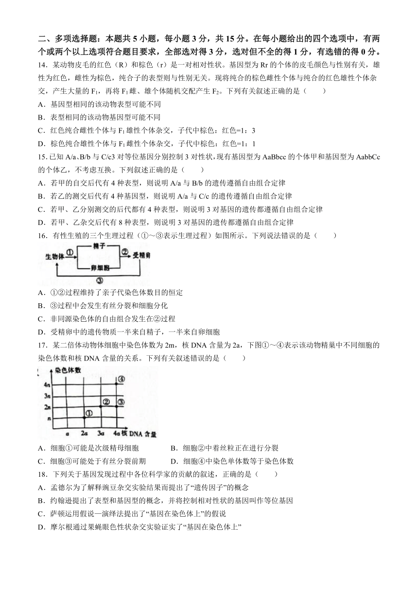 河北省邢台市多校2023-2024学年高一下学期3月月考生物学试题（含答案）