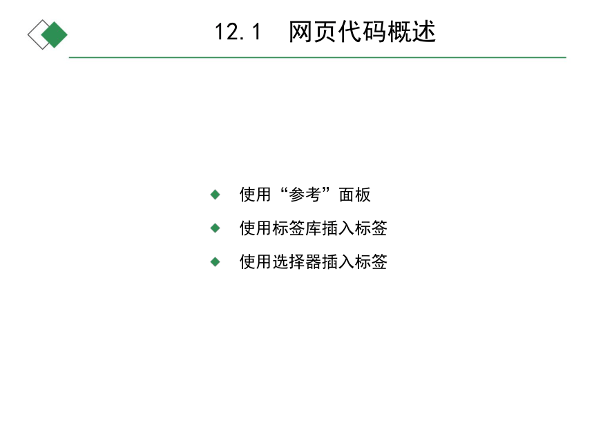 中职《Dreamweaver CS6网页设计与应用（第5版）》（人邮版·2020）12  网页代码   同步课件 (共12张PPT)