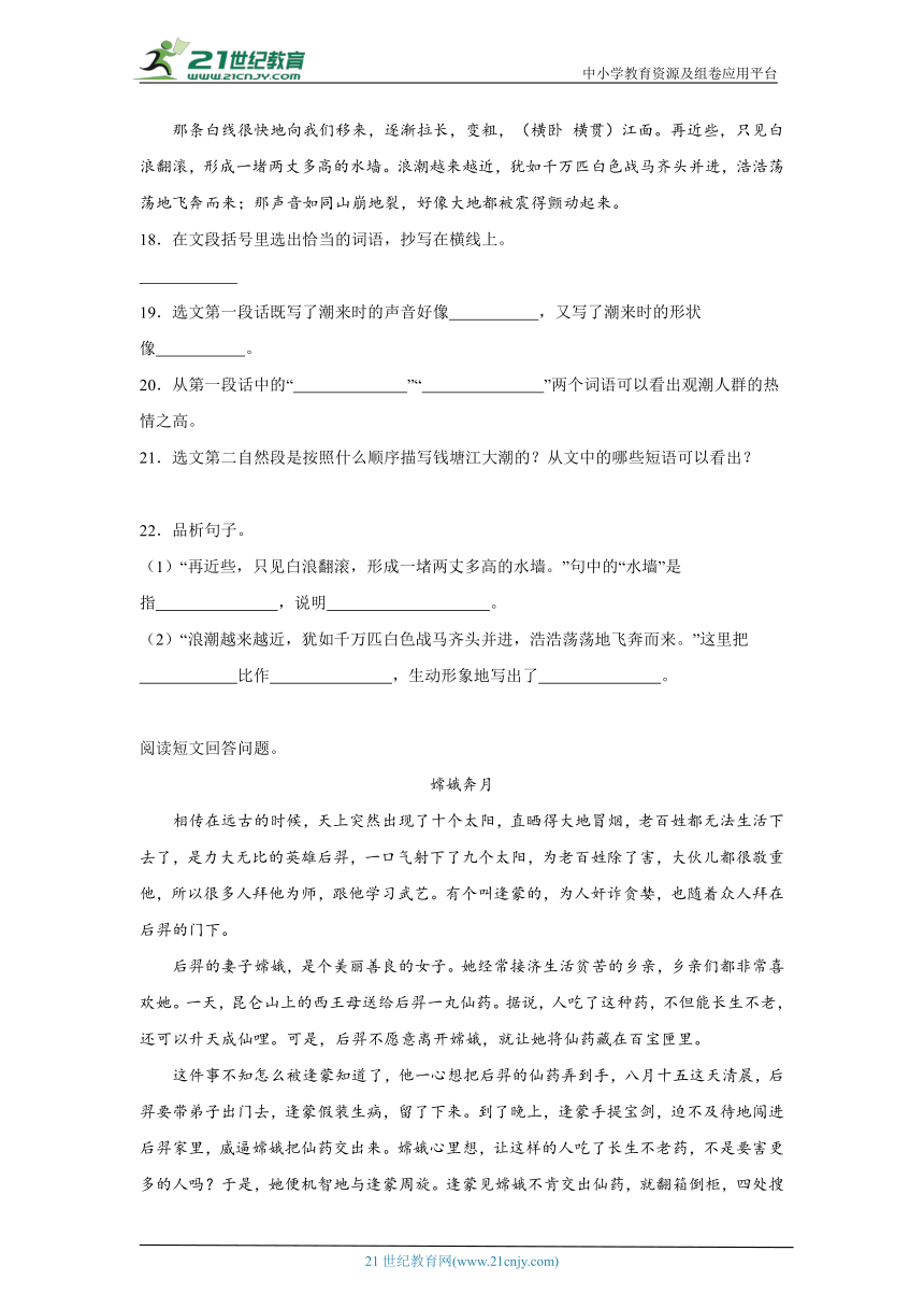 统编版四年级上册期中现代文阅读检测卷（含答案）