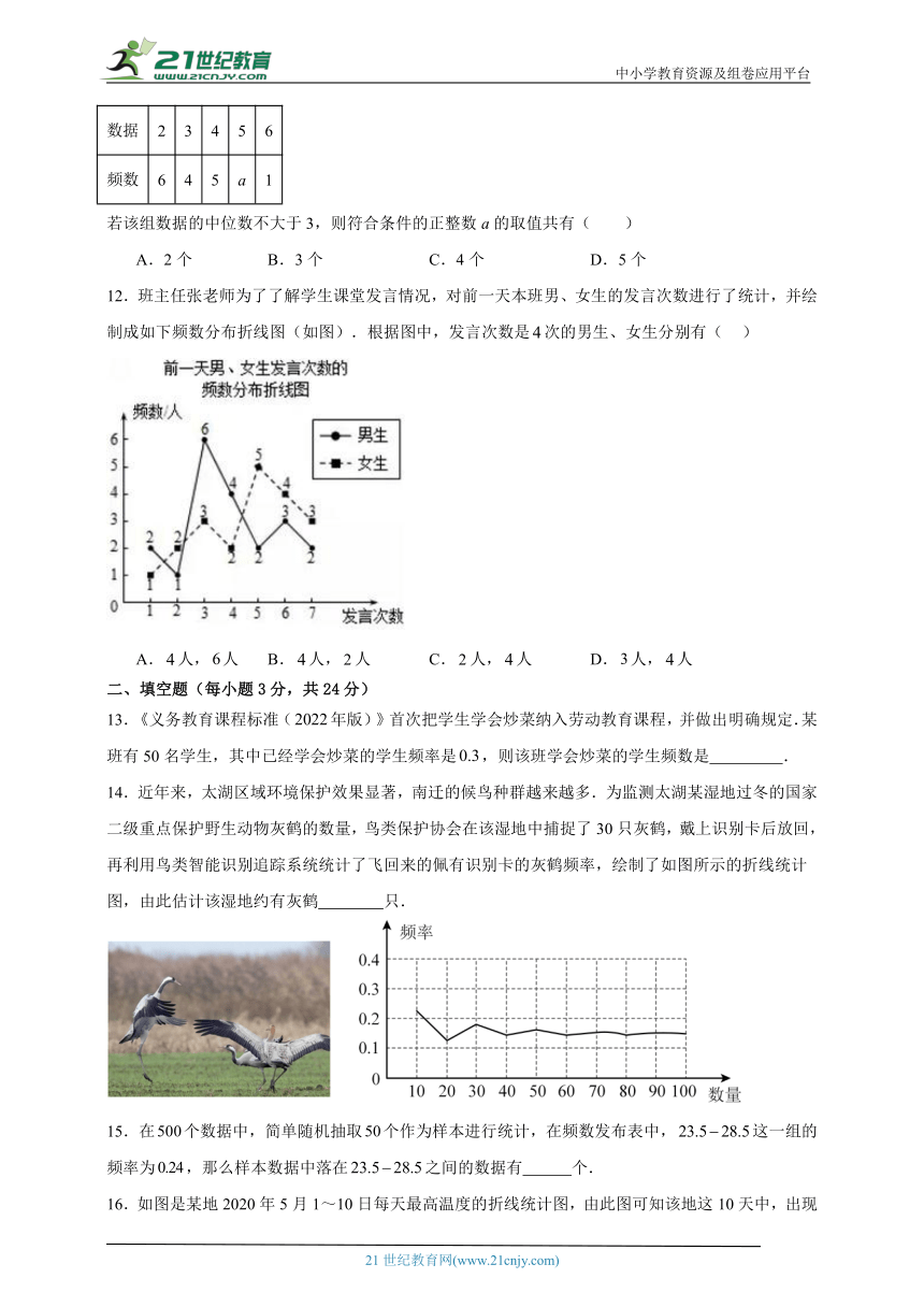 湘教版八下第五章 数据的频数分布单元测试题（含解析）