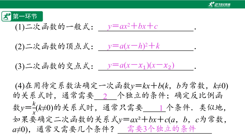 【五环分层导学-课件】2-7 确定二次函数的表达式-北师大版数学九(下)