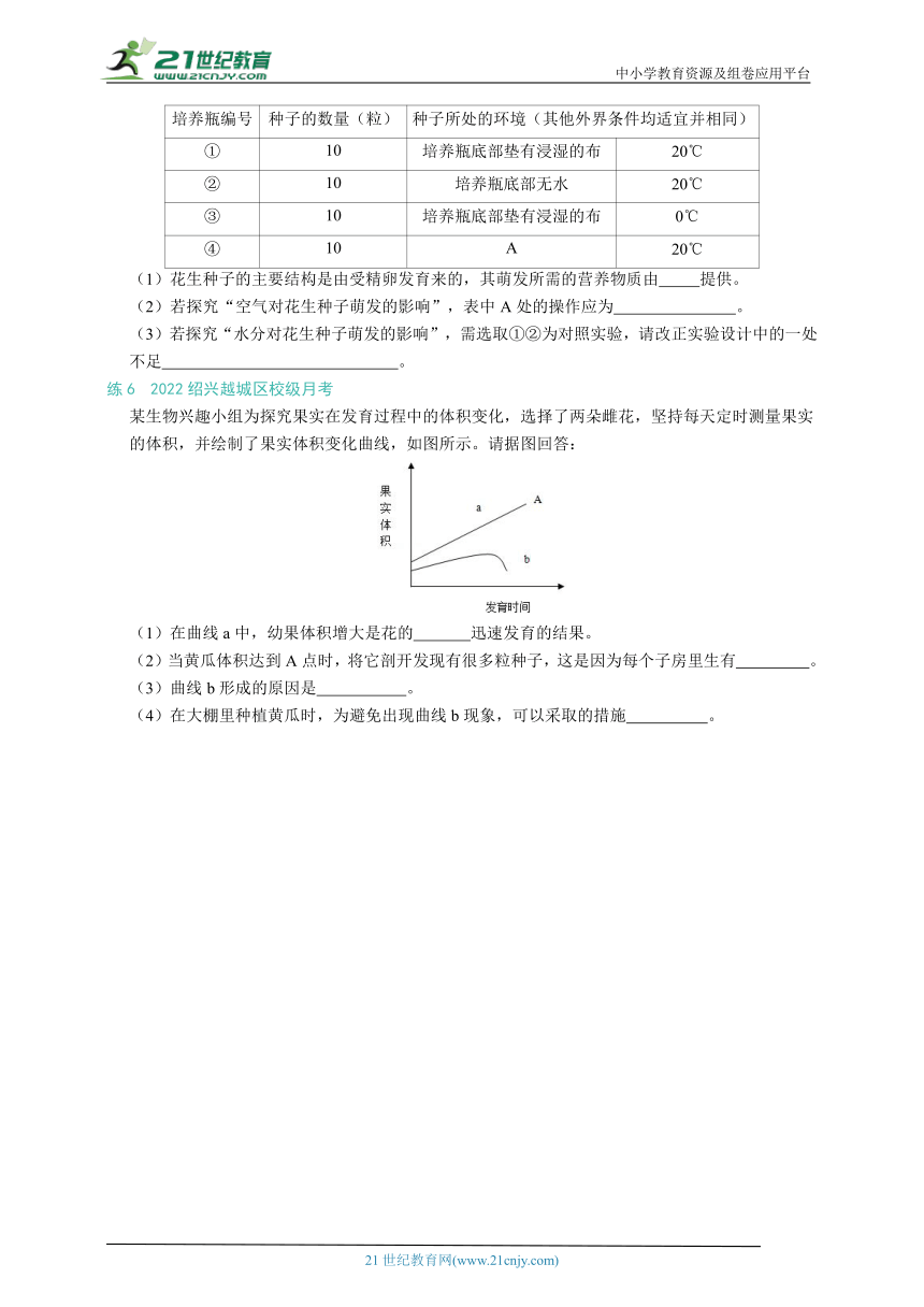 浙教版七下科学 第1章 代代相传的生命 常考题型训练（含解析）