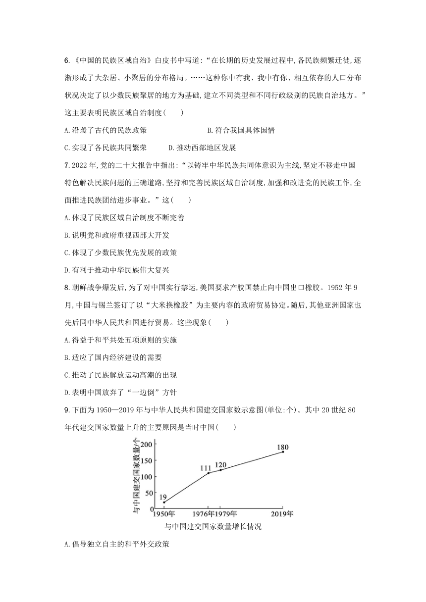 部编版选择性必修1浙江专版2023-2024学年新教材高中历史第4单元民族关系与国家关系单元过关训练（含解析）