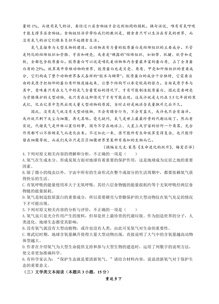 2024届四川省雅安天立高三上学期零诊模拟考试（一）语文试题（含答案）