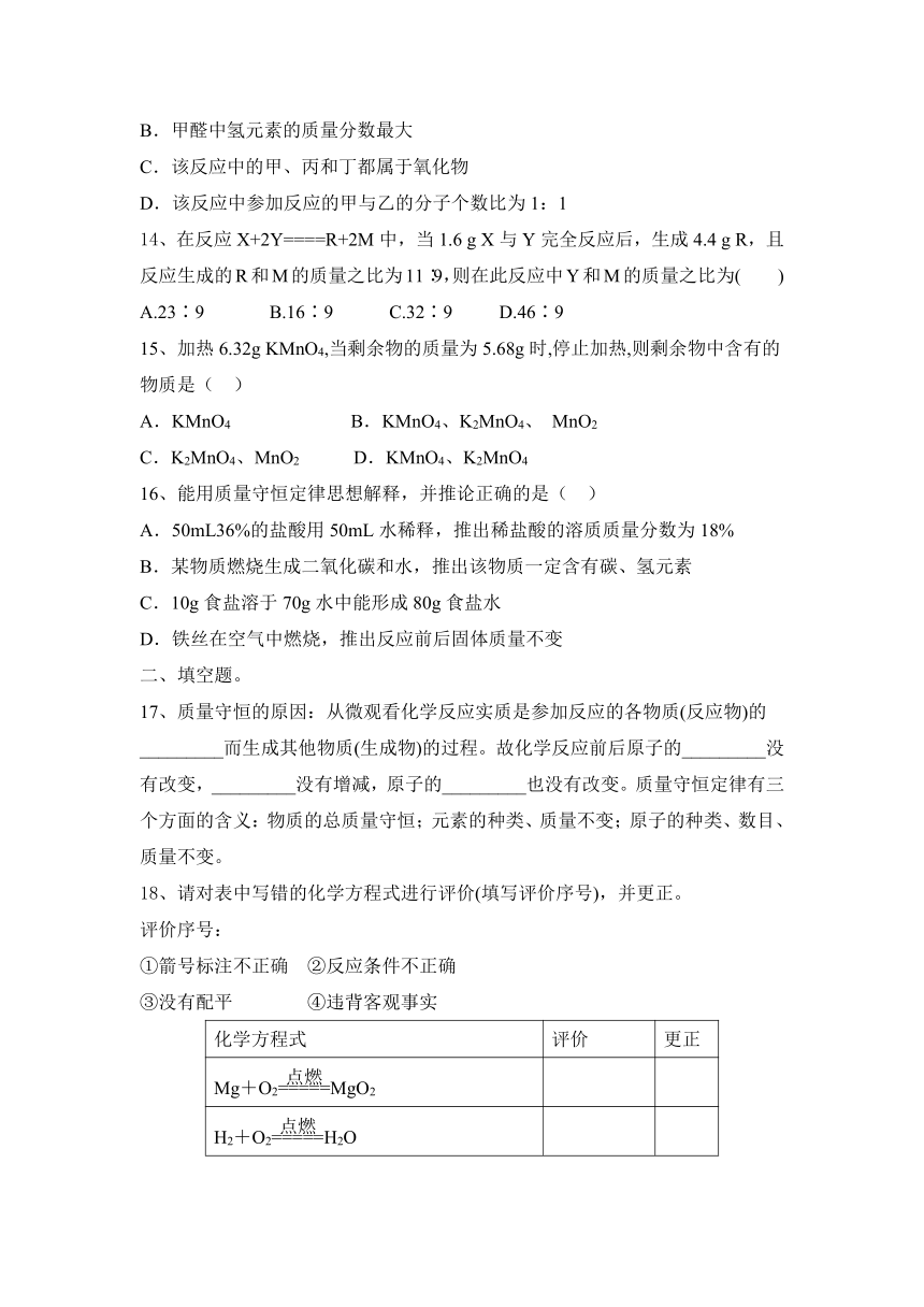 2023—2024学年人教化学九年级上册第5单元 化学方程式 期末复习检测（含答案）