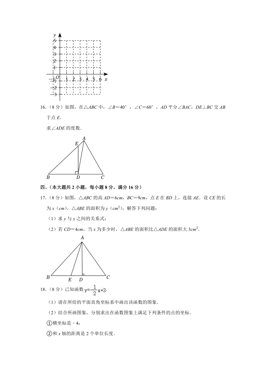 2023-2024学年安徽省滁州市凤阳县八年级（上）期中数学试卷（含解析）