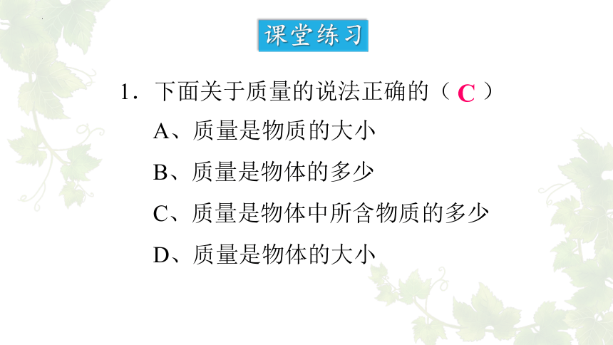 5.1+物体的质量 课件(共26张PPT) 沪粤版物理八年级上册