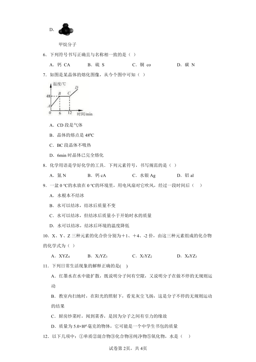 第6章 物质的构成  综合练习（含解析）