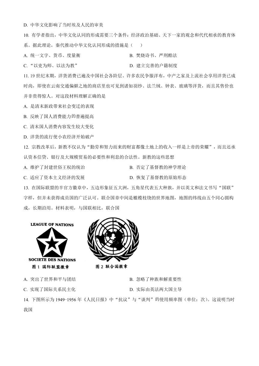 云南省昌宁县第一中学2022-2023学年高二下学期期末考试历史试题（解析版）