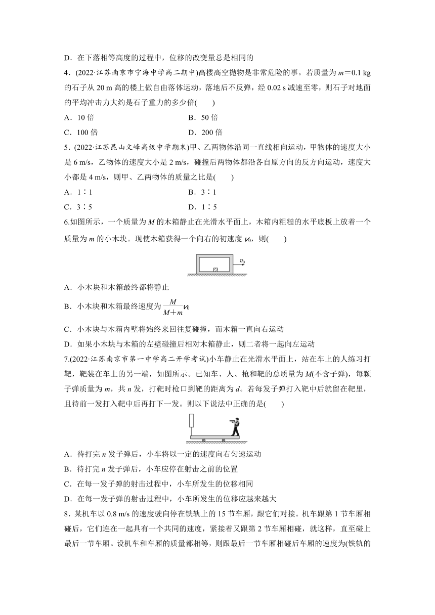 第一章　动量守恒定律   章末检测试卷(一)（原卷版+解析版）