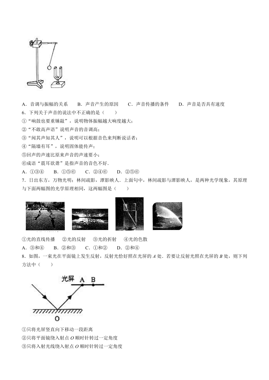 山东省金乡县2023-2024学年八年级上学期期中考试物理试题（含答案）