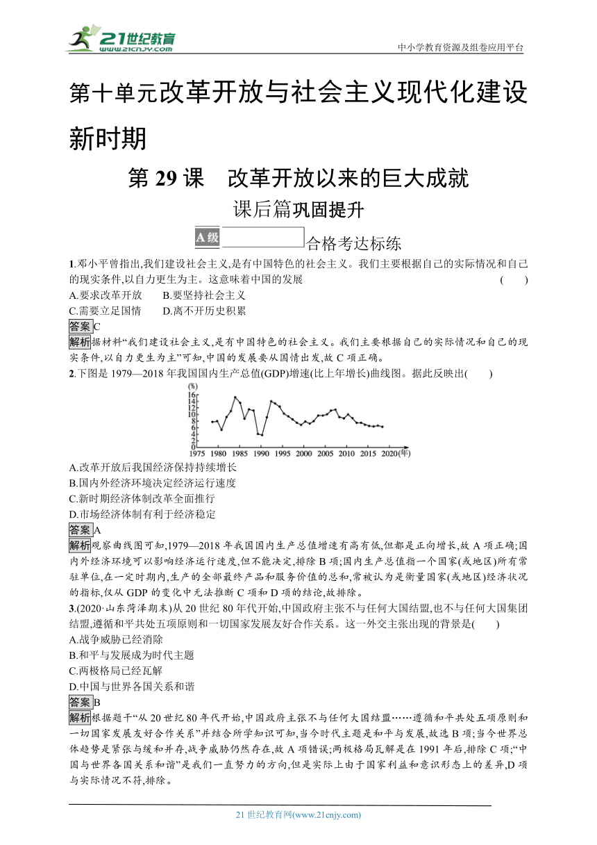 第29课　改革开放以来的巨大成就