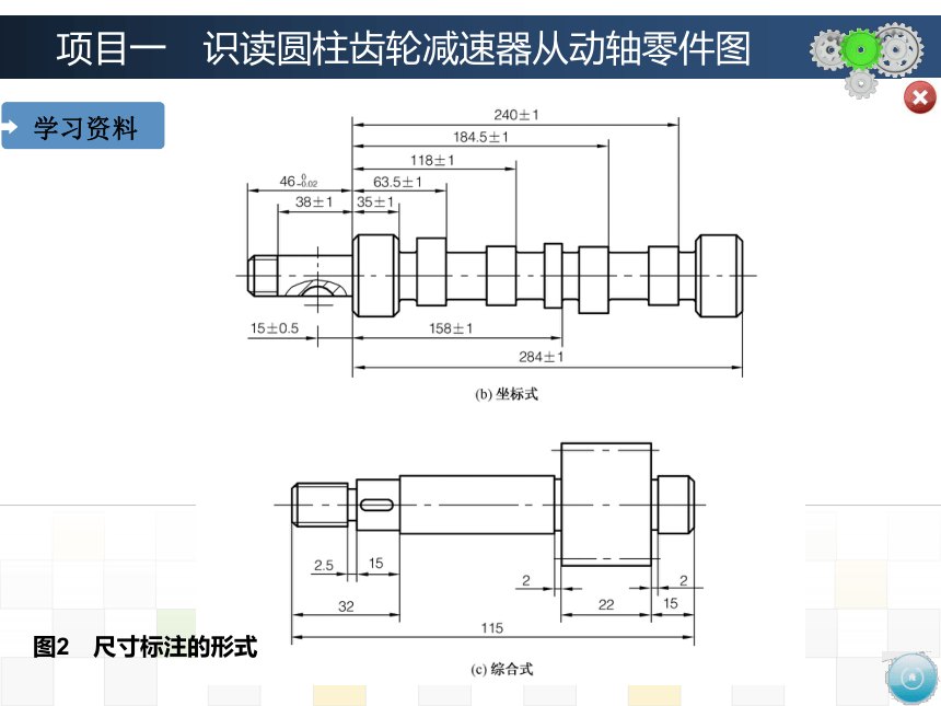 项目一　识读圆柱齿轮减速器从动轴零件图 课件(共95张PPT)-《机械制图》同步教学（大连理工大学出版社）