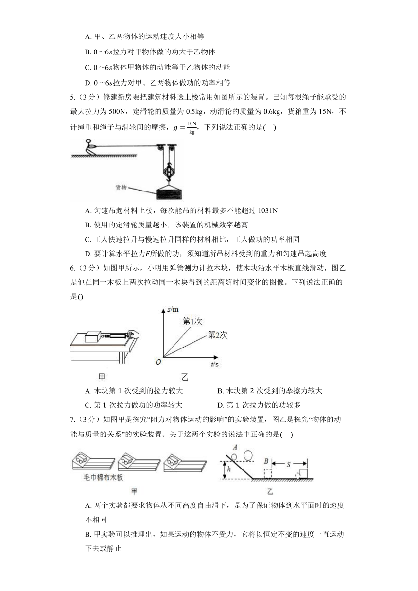 北京课改版物理八年级全册《第6章 功和能》单元测试（含解析）