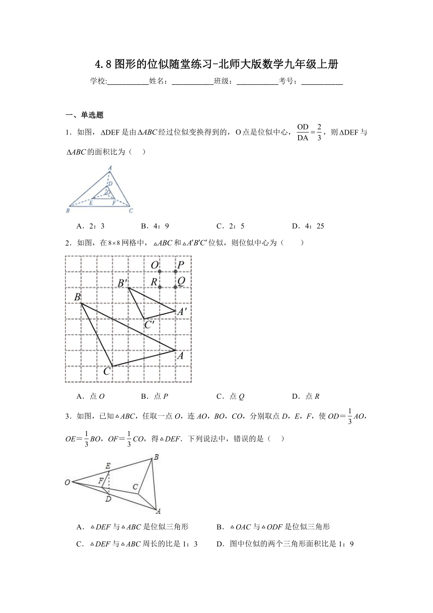 4.8图形的位似随堂练习-北师大版数学九年级上册（无答案）