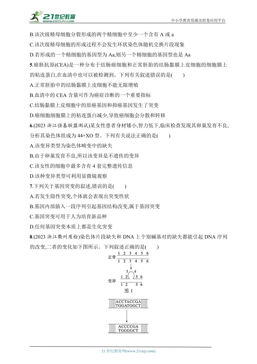 2025浙科版新教材生物学高考第一轮基础练--作业32　基因突变、基因重组和染色体畸变（含解析）