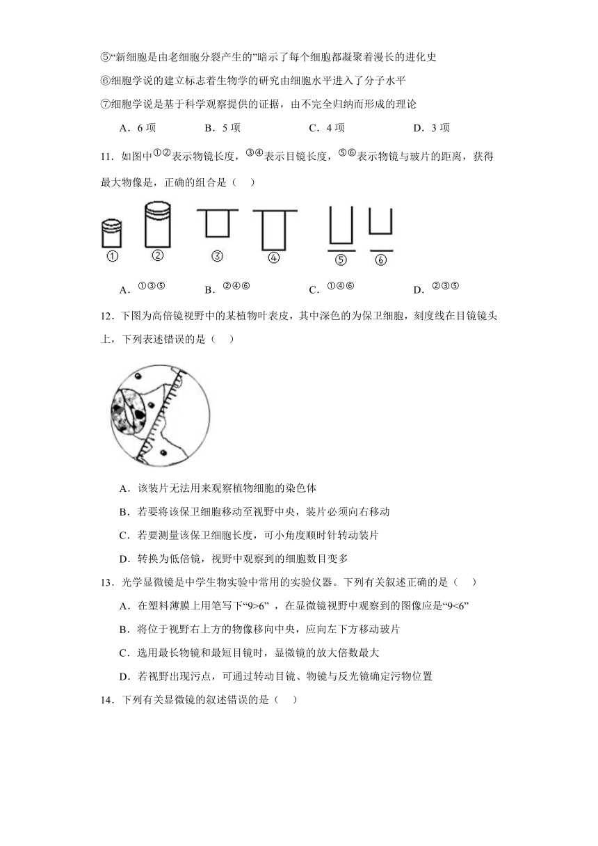 2.1细胞学说——现代生物学的“基石” 练习（解析版）