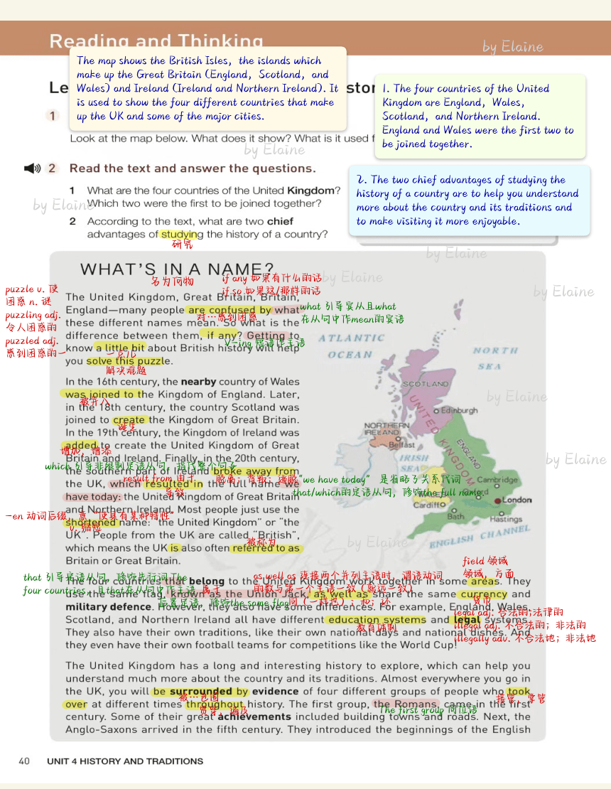 【教材完全解读】新人教版必修二Unit 4 History and traditions课堂笔记（PDF电子书版）