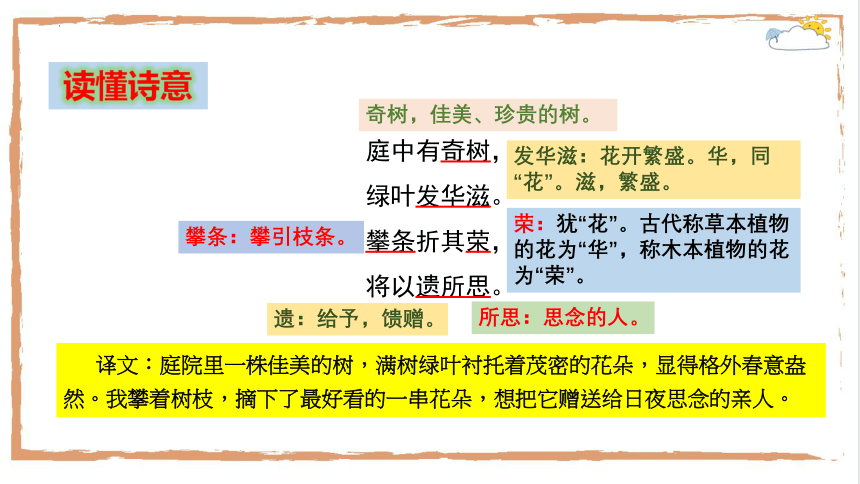 八年级上册 第三单元 课外古诗词诵读《庭中有奇树》课件(共23张PPT)