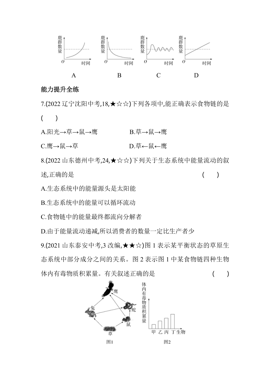 1.2.2.2食物链和食物网 素养提升练（含解析）人教版生物七年级上册