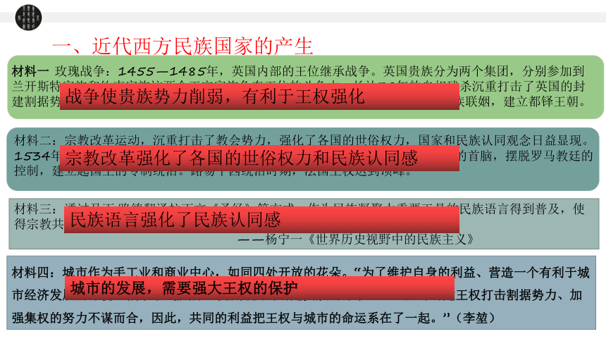 统编版（2019）选择性必修一  2023-2024学年高中历史  第12课 近代西方民族国家与国际法的发展  课件（共31张PPT）