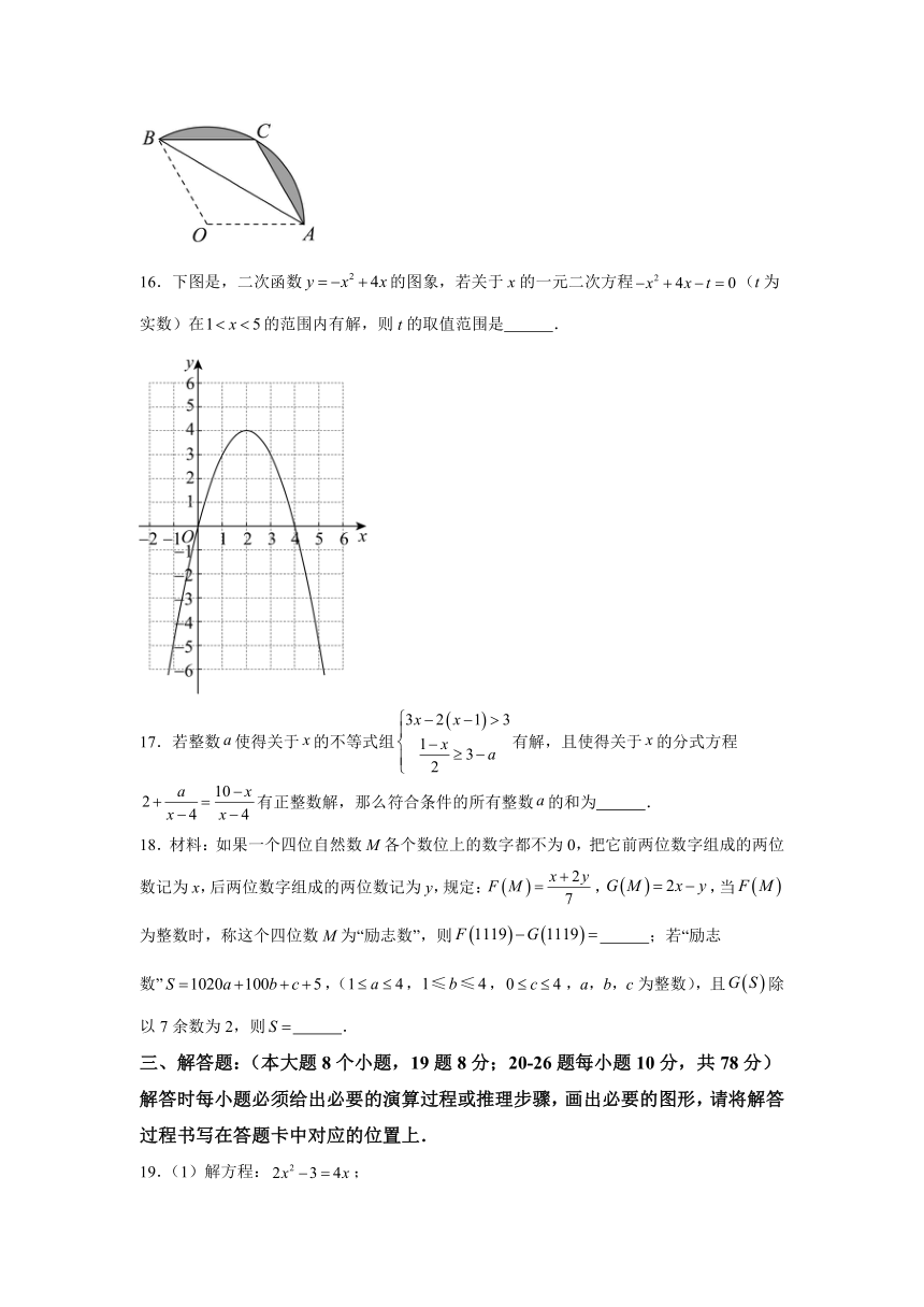重庆市松树桥中学校2023-2024学年九年级上册12月月考数学试题（含解析）