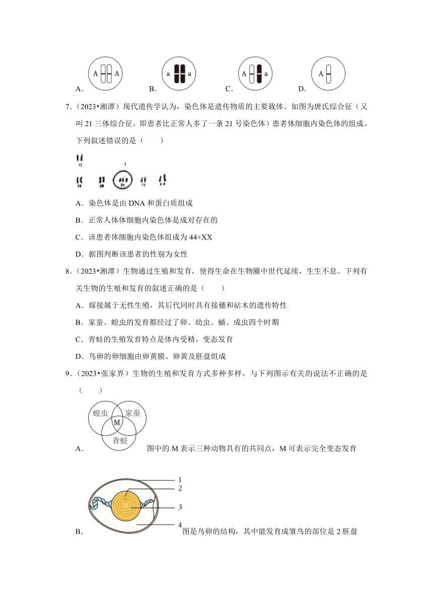 专题5生物的生殖、发育与遗传——2022-2023年湖南省中考生物试题分类（含解析）