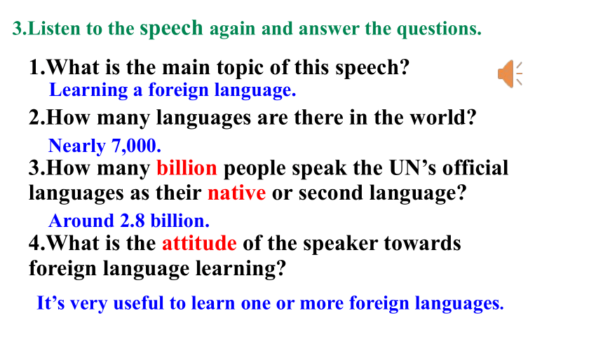 人教版（2019）  必修第一册  Unit 5 Languages Around the World  Listening and Speaking课件(共20张PPT，内嵌音频)