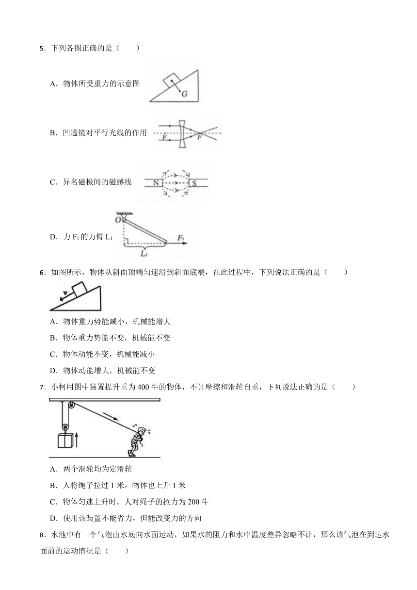 第五章简单机械与功 章节检测 华东师大版科学九年级上册（含答案）