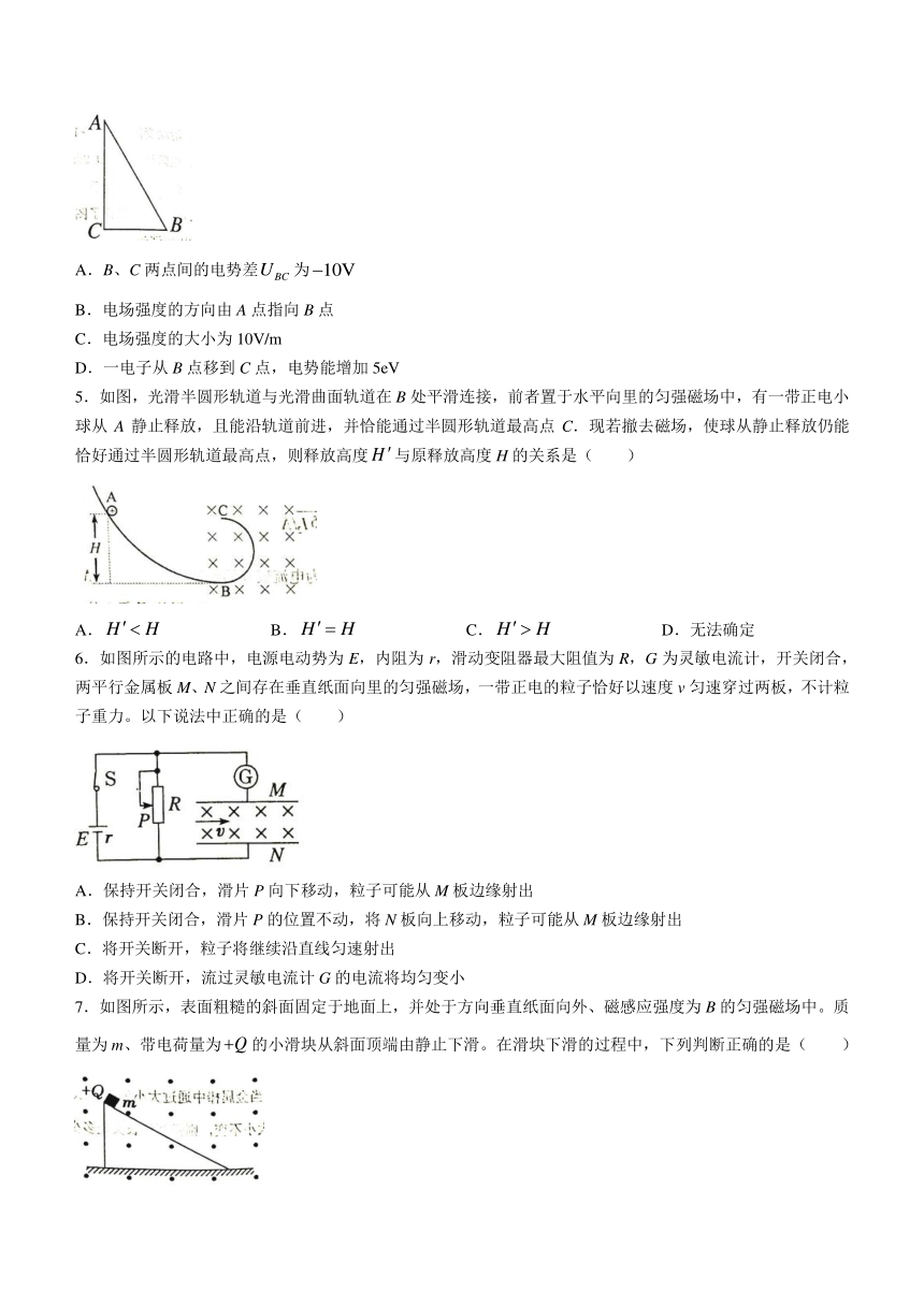 湖北省问津教育联合体2023-2024学年高二上学期12月质量检测物理试卷（含答案）