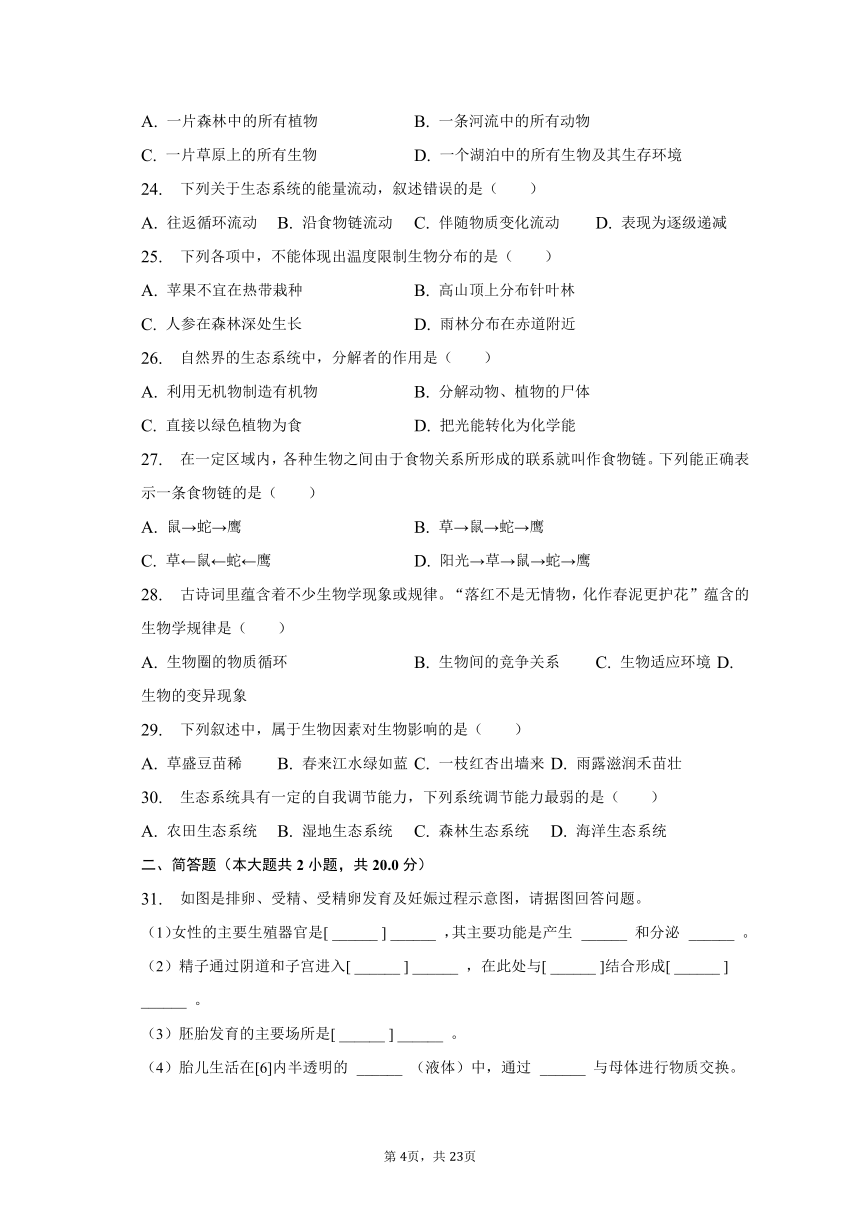 2022-2023学年河北省承德市承德县八年级（下）期末生物试卷（含解析）