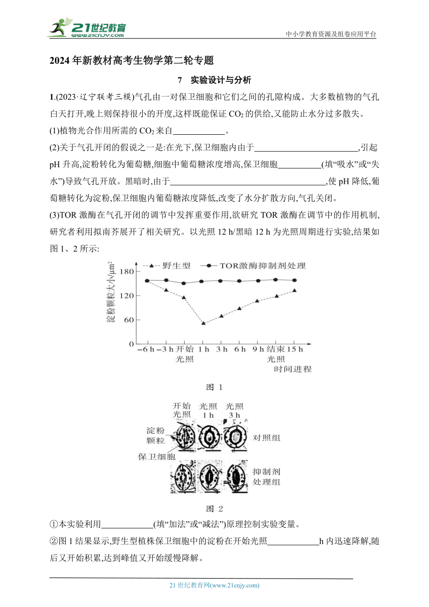 【备考2024】高中生物二轮专题练习  7.实验设计与分析（含解析）