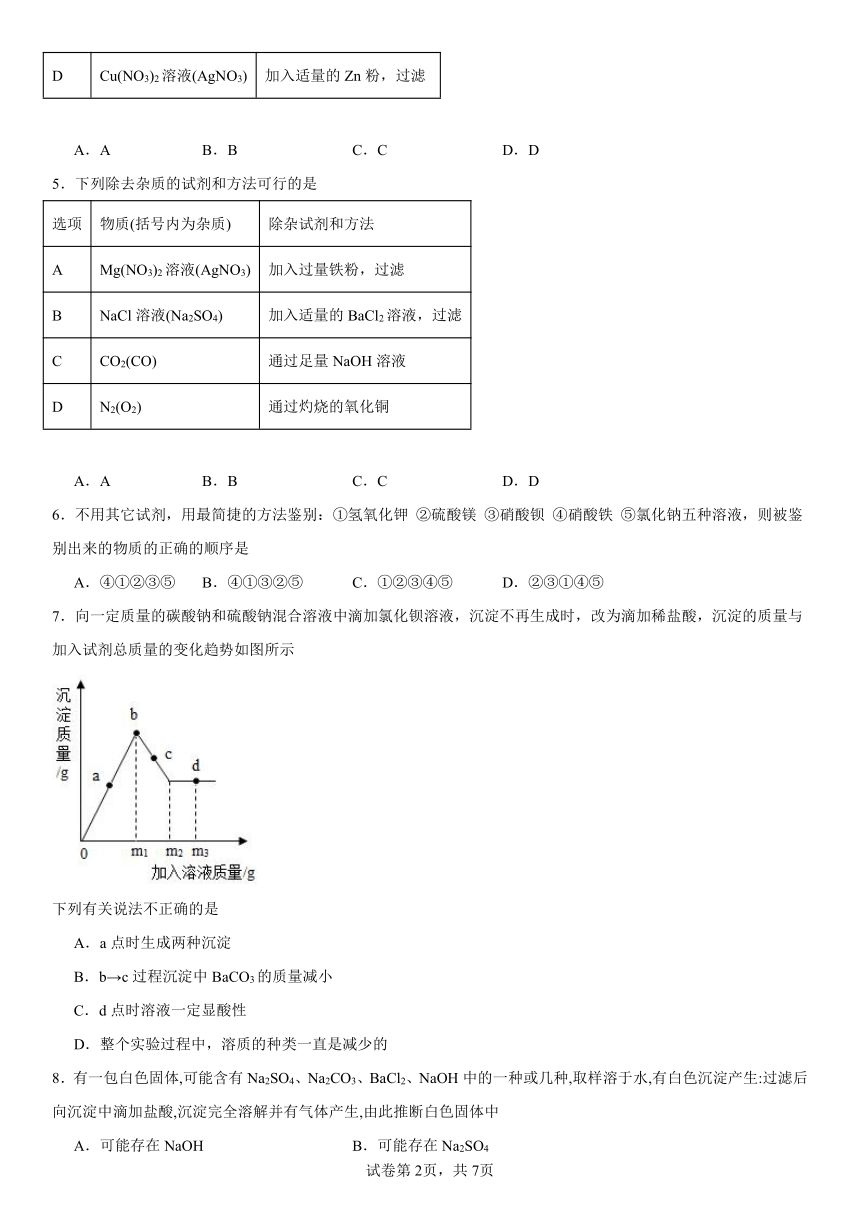 第八单元海水中的化学复习题2023-2024学年九年级化学鲁教版下册（含解析）