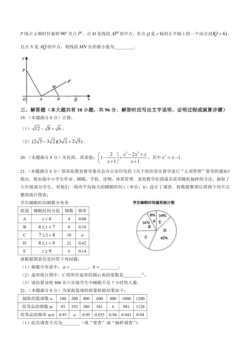 江苏省扬州市高邮市2022-2023学年八年级下学期期末数学试题（含简单答案）