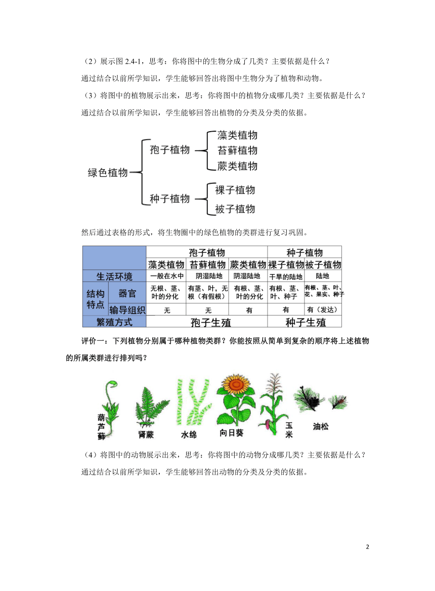 2.4.1生物的分类方法教案  济南版七年级生物上册