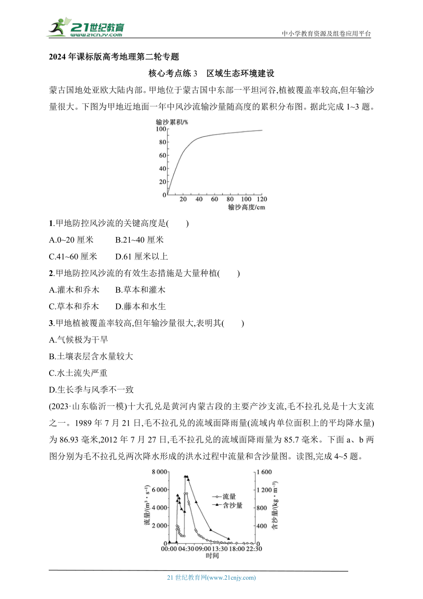 2024年课标版高考地理第二轮专题练习--考点练3　区域生态环境建设(含答案)