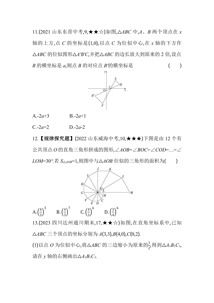 北师大版数学九年级上册4.8　图形的位似  素养提升练（含解析）