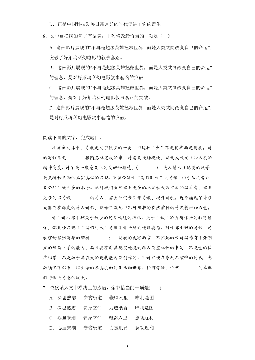 2024高考 语文复习 语言文字运用 选择题组类试题专项练习（含解析）