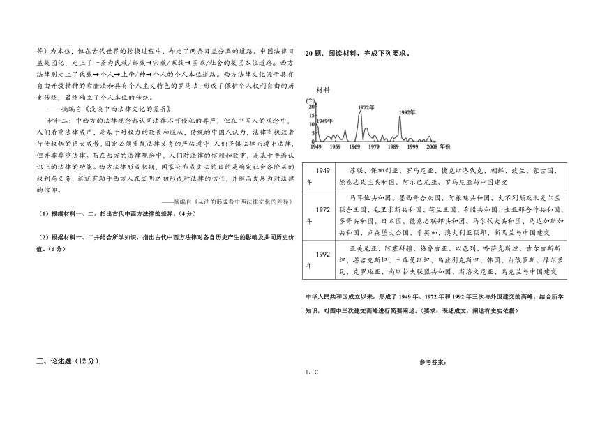 黑龙江省佳木斯市四校2023-2024学年高二上学期11月期中联考历史试题（含解析）