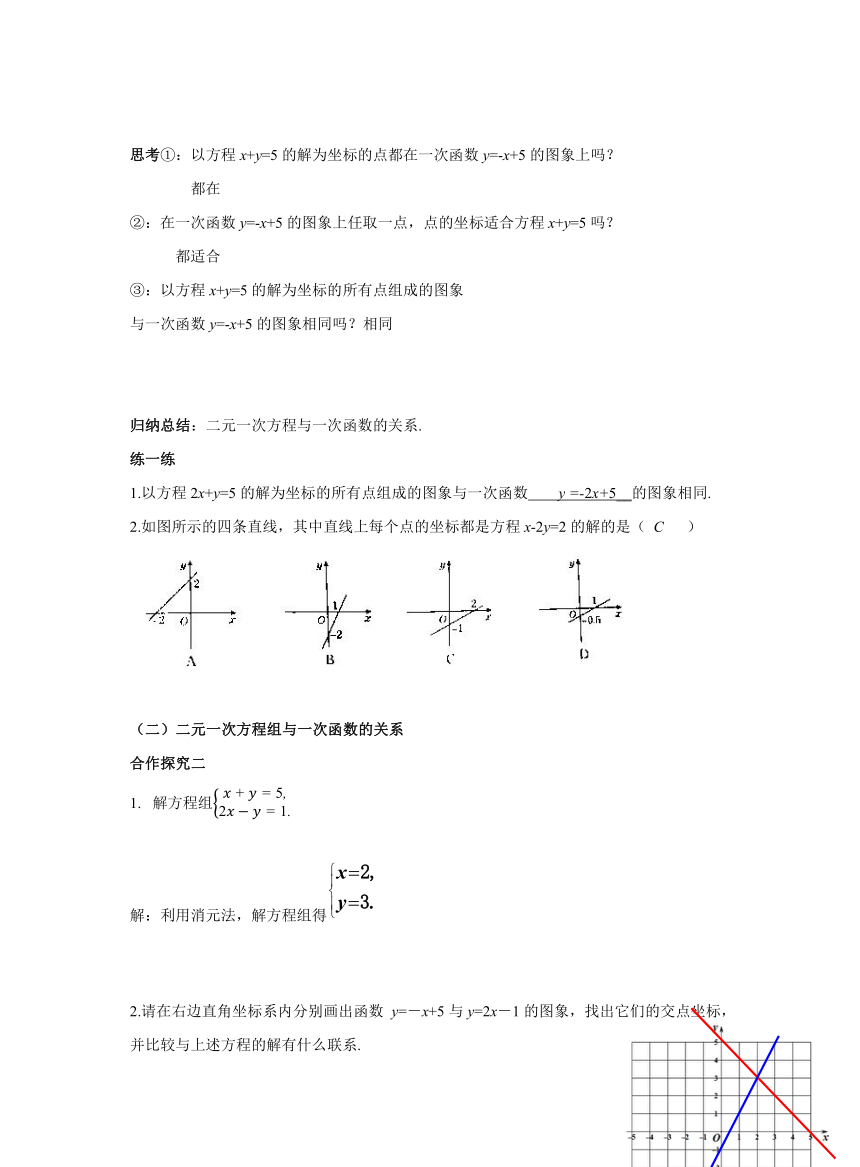 初中数学北师大版八上5.6 二元一次方程与一次函数 教案