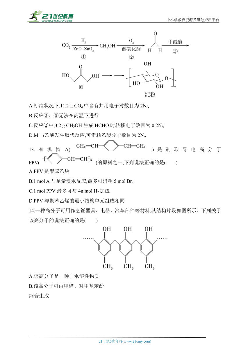 2024鲁教版高中化学选择性必修3同步练习题--第3章　有机合成及其应用合成高分子化合物（含解析）