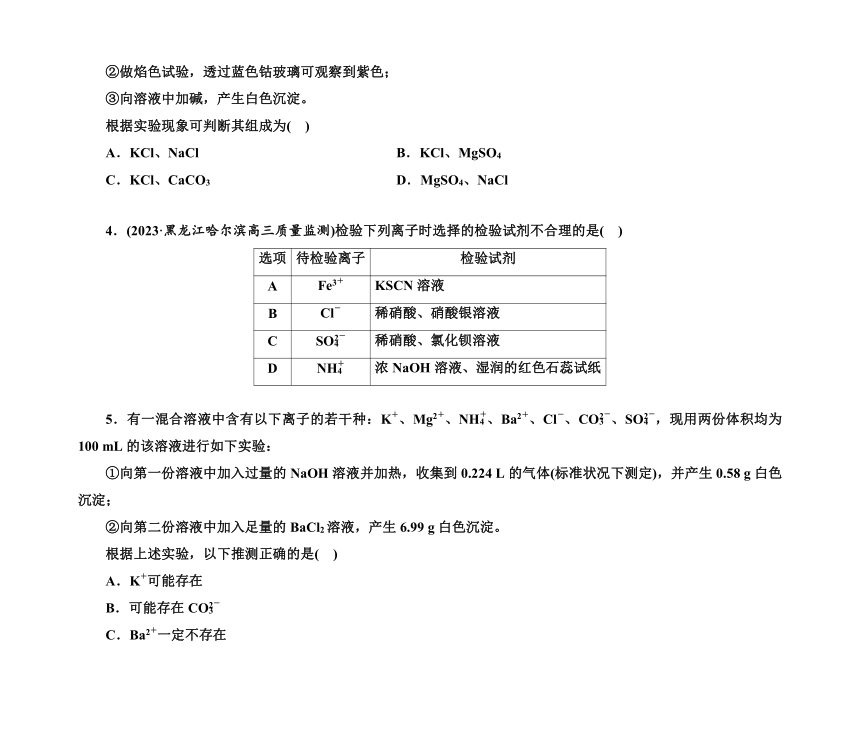 第一部分 题型6　物质的检验与推断（含解析）2024高考化学二轮复习