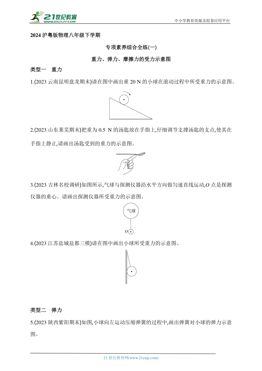 2024沪粤版物理八年级下学期--专项素养综合全练（一）重力、弹力、摩擦力的受力示意图（有解析）