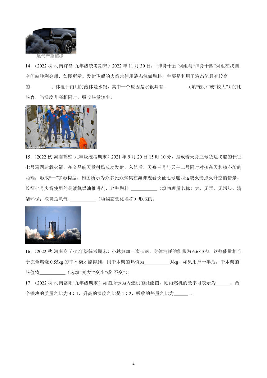 14.2 热机的效率 同步练习 （含答案）2022－2023学年上学期河南省各地九年级物理期末试题选编