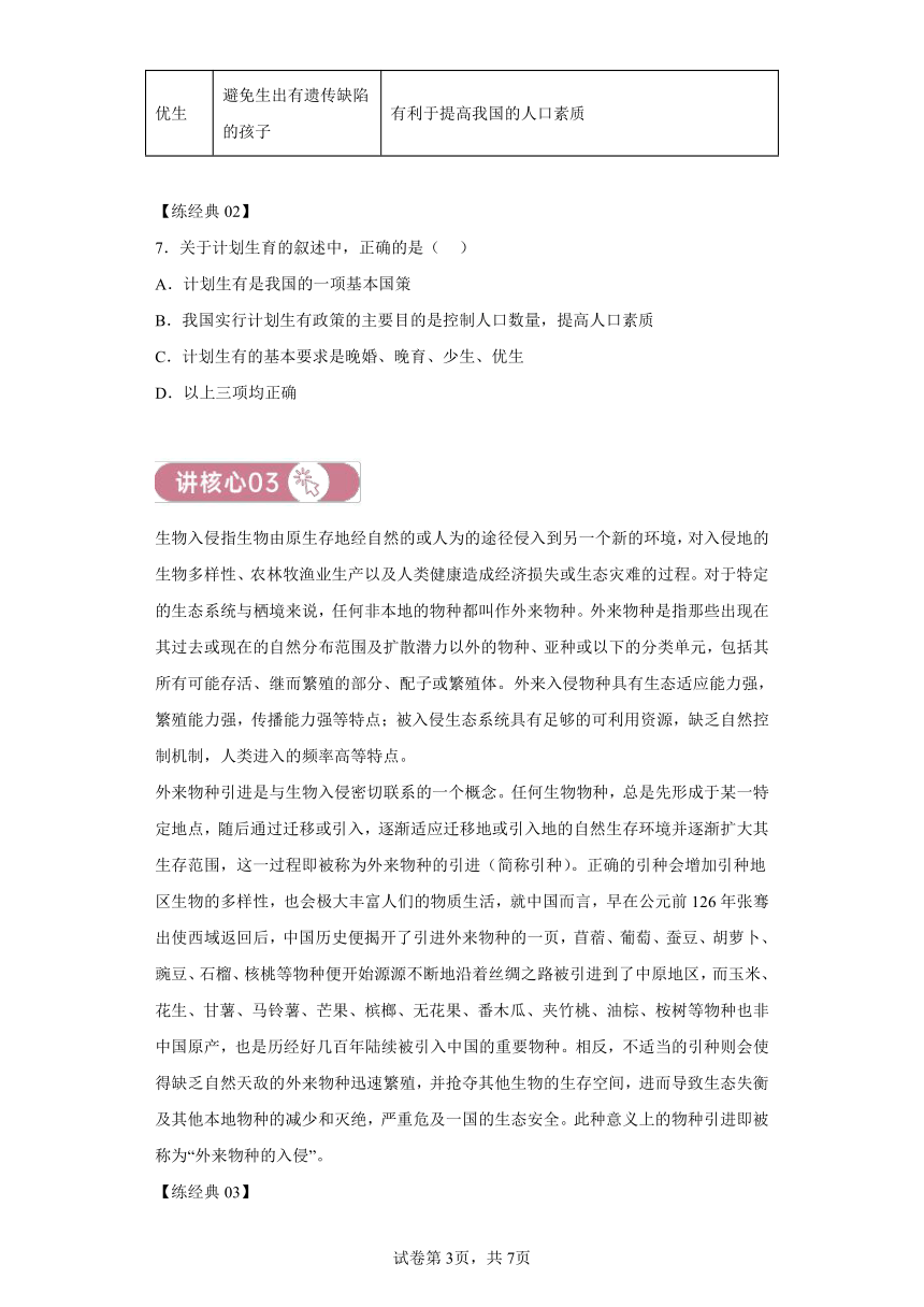 第7章  人类活动对生物圈的影响——核心讲（含解析） 生物人教版七下