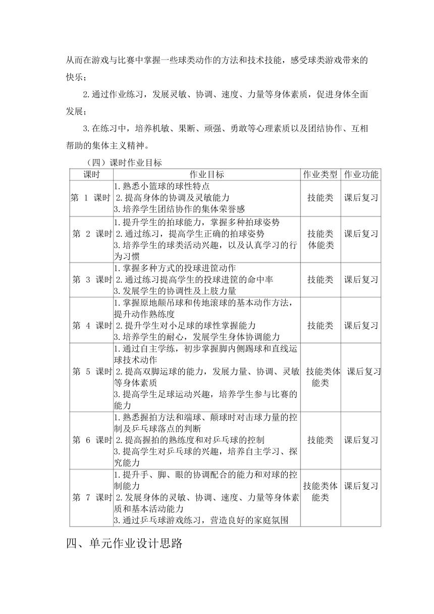 新课标体育与健康作业设计--人教版    二年级上册   《球类活动》