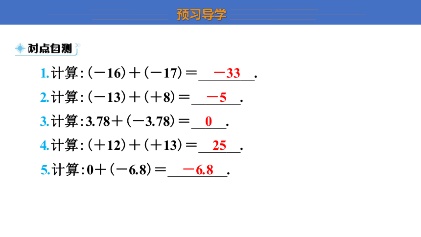 2.5 第1课时 有理数的加法法则课件(共18张PPT) 苏科版七年级数学上册