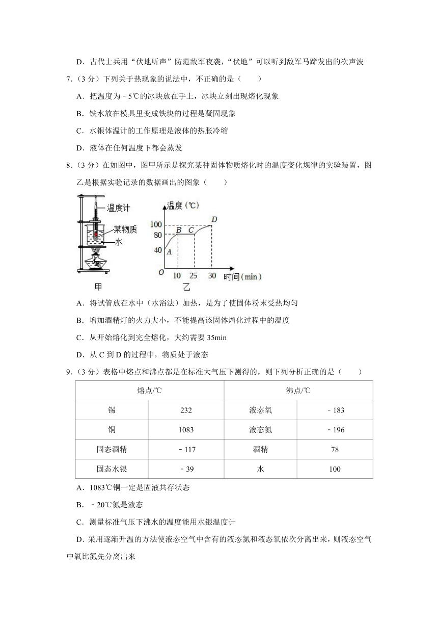 山东省聊城市阳谷县2023-2024学年八年级上学期期中物理试卷（含解析）